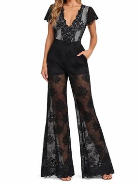 NWOT - Show Me Your Mumu Valentina Lace Jumpsuit in Black Size Small